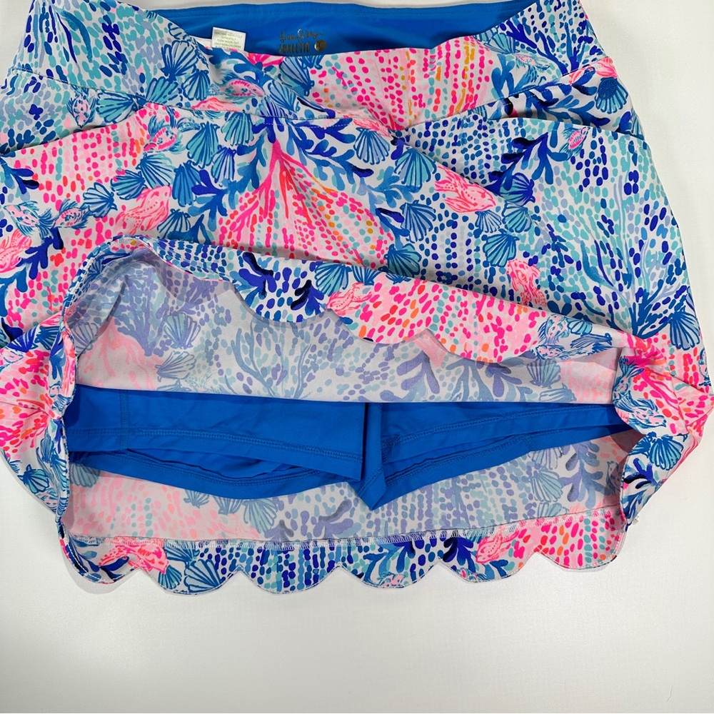 Lilly Pulitzer active skort with pockets scalloped hem blue pink size 16 - Picture 7 of 12